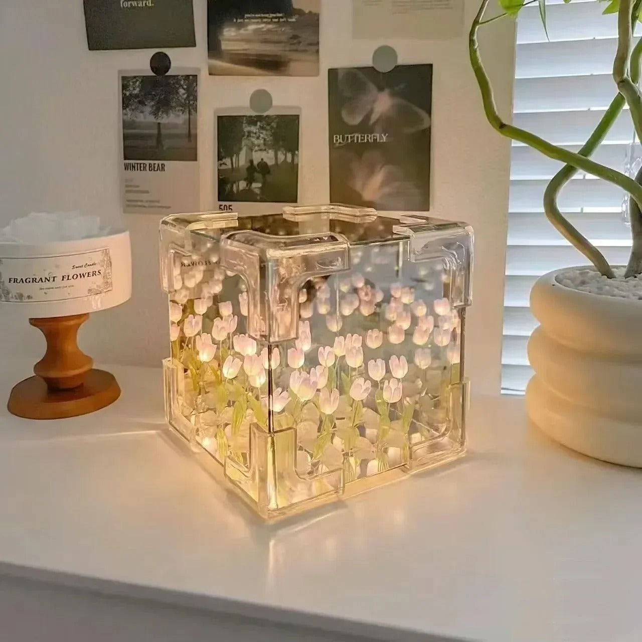 Lámpara Espejo de Tulipanes DIY: Donde la Magia Nace de Tus Manos y Transforma Tu Espacio.