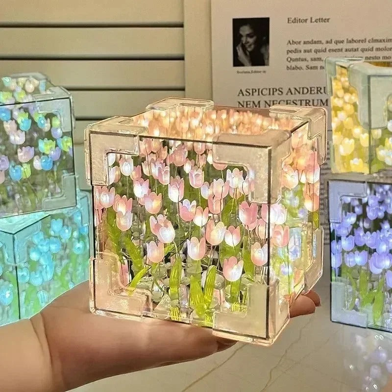 Lámpara Espejo de Tulipanes DIY: Donde la Magia Nace de Tus Manos y Transforma Tu Espacio.