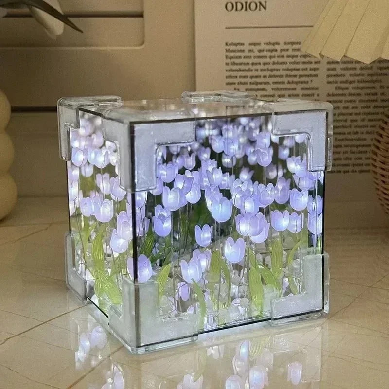 Lámpara Espejo de Tulipanes DIY: Donde la Magia Nace de Tus Manos y Transforma Tu Espacio.