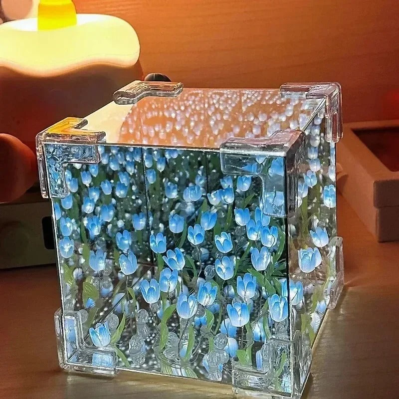 Lámpara Espejo de Tulipanes DIY: Donde la Magia Nace de Tus Manos y Transforma Tu Espacio.